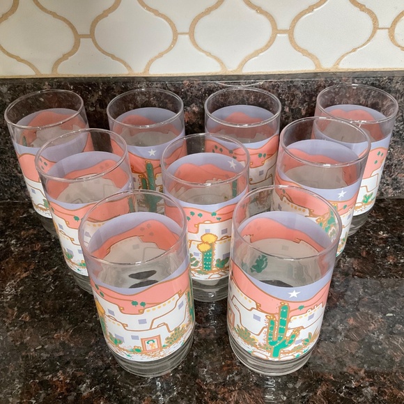 vintage Southwestern-themed drinking glasses Southwest Fiesta Tumblers - Picture 5 of 5